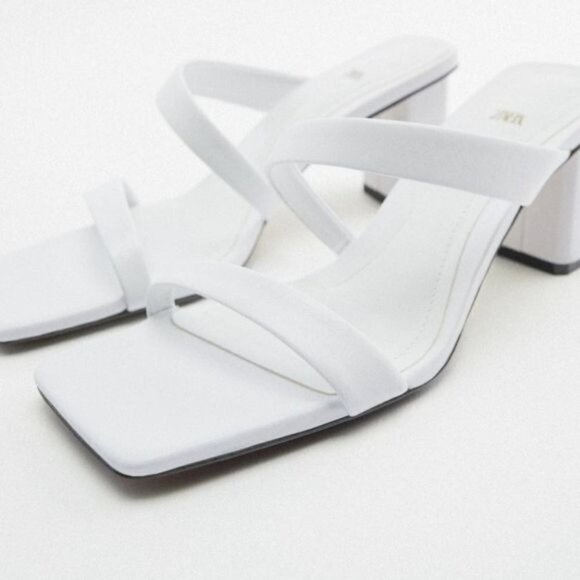 Zara lesther strappy sandals asymmetric strap  details . Square toe - Picture 1 of 3